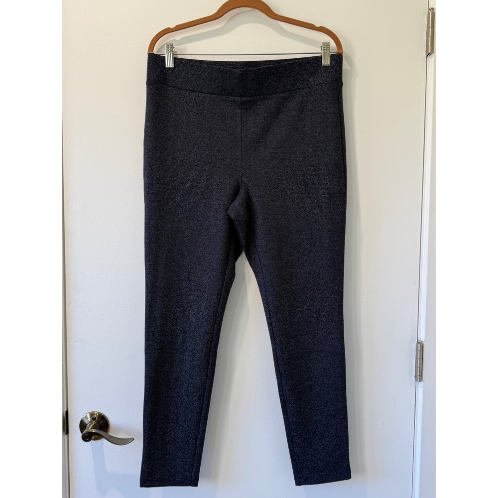 LOFT Herringbone Leggings Navy White Knit Pull On Pants Large NWT 31954402
